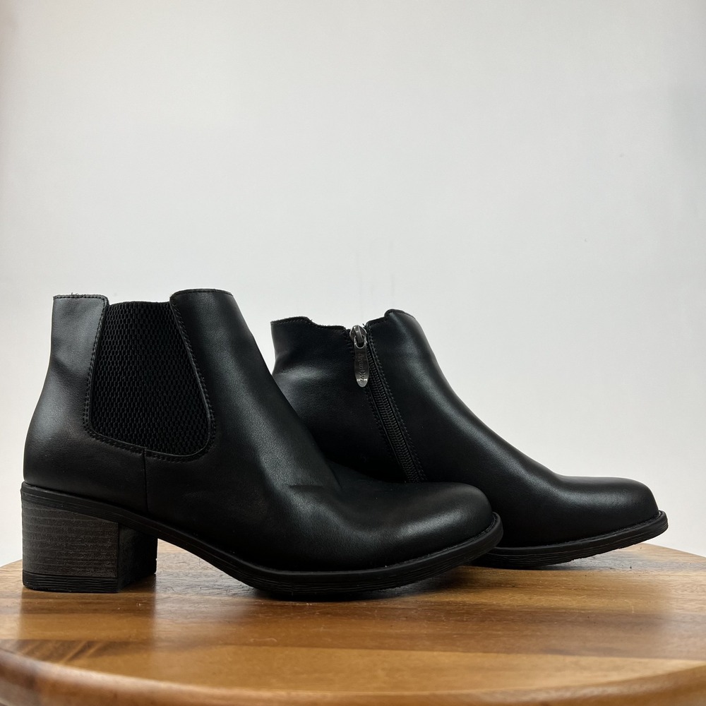 New‎ Womens AquaDiva Black Leather Heeled Chelsea Ankle Booties Size EU 40 NWOB
